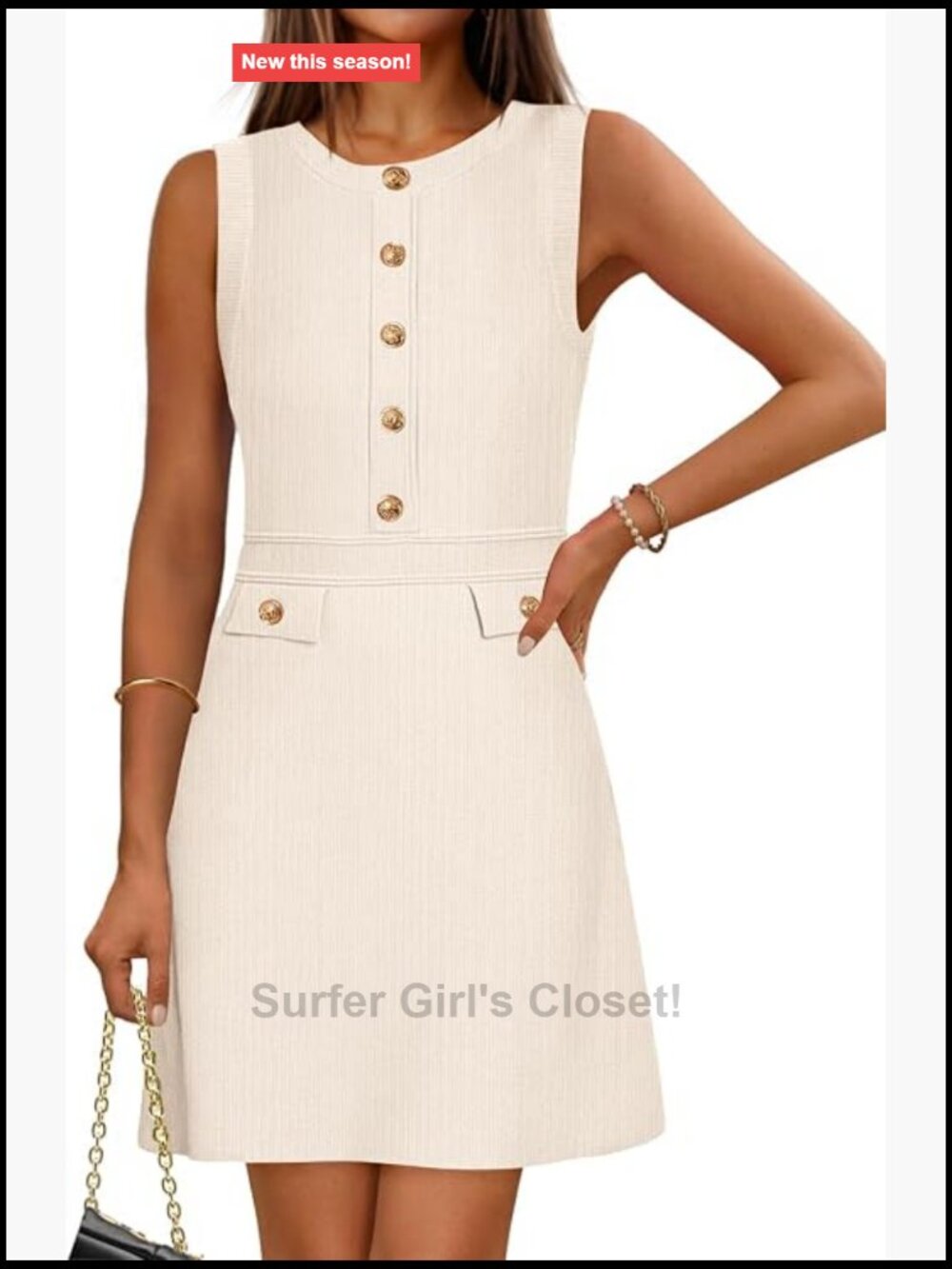 Sleeveless Knit Button Down Mini Dress Sheath - Picture 1 of 7